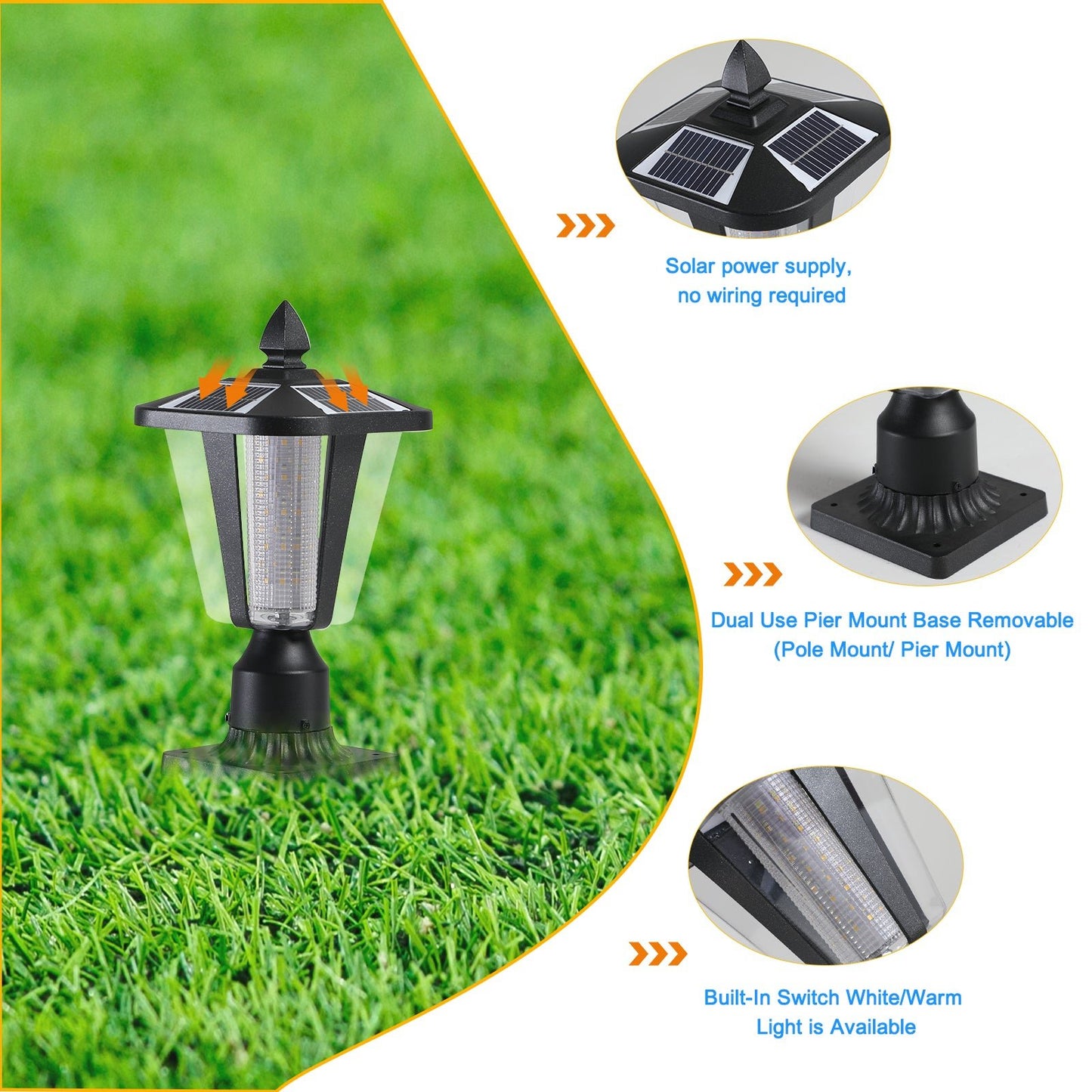Solar Powered Outdoor Lantern LED Garden Pathway Light - 1st Choice Furniture Direct
