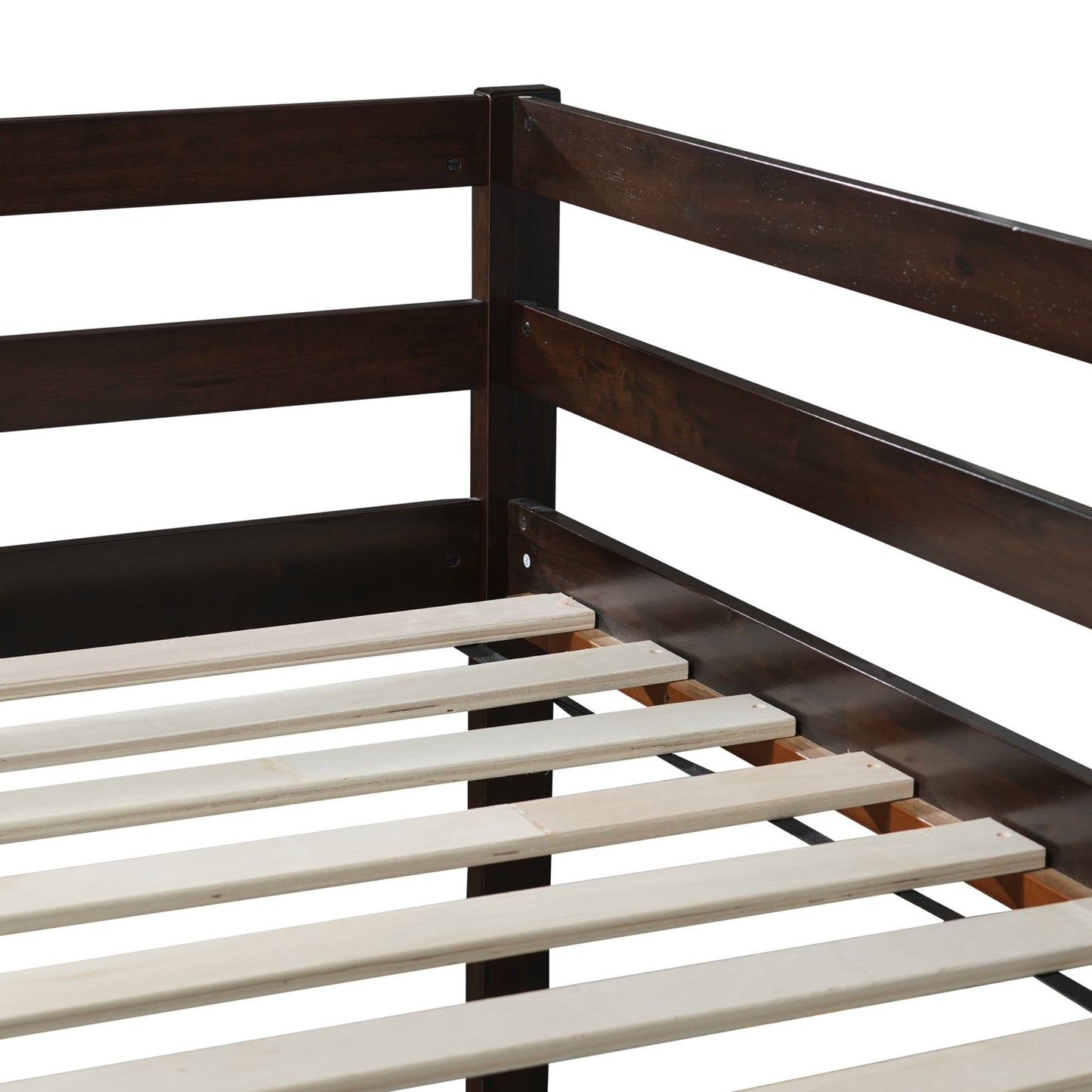 Solid Wooden, Rubber Wooden Twin Loft Bed with Ladder, Bed Platform of Strengthened Slats , Espresso - 1st Choice Furniture Direct