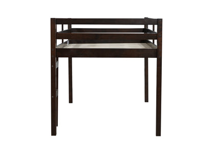 Solid Wooden, Rubber Wooden Twin Loft Bed with Ladder, Bed Platform of Strengthened Slats , Espresso - 1st Choice Furniture Direct