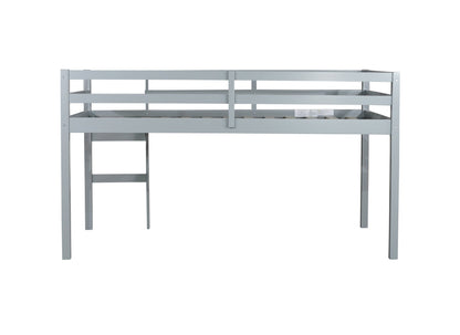 Solid Wooden, Rubber Wooden Twin Loft Bed with Ladder, Bed Platform of Strengthened Slats , Grey - 1st Choice Furniture Direct