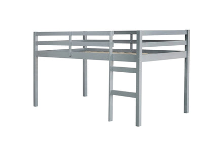 Solid Wooden, Rubber Wooden Twin Loft Bed with Ladder, Bed Platform of Strengthened Slats , Grey - 1st Choice Furniture Direct