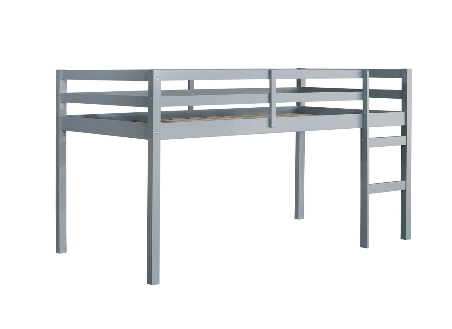 Solid Wooden, Rubber Wooden Twin Loft Bed with Ladder, Bed Platform of Strengthened Slats , Grey - 1st Choice Furniture Direct