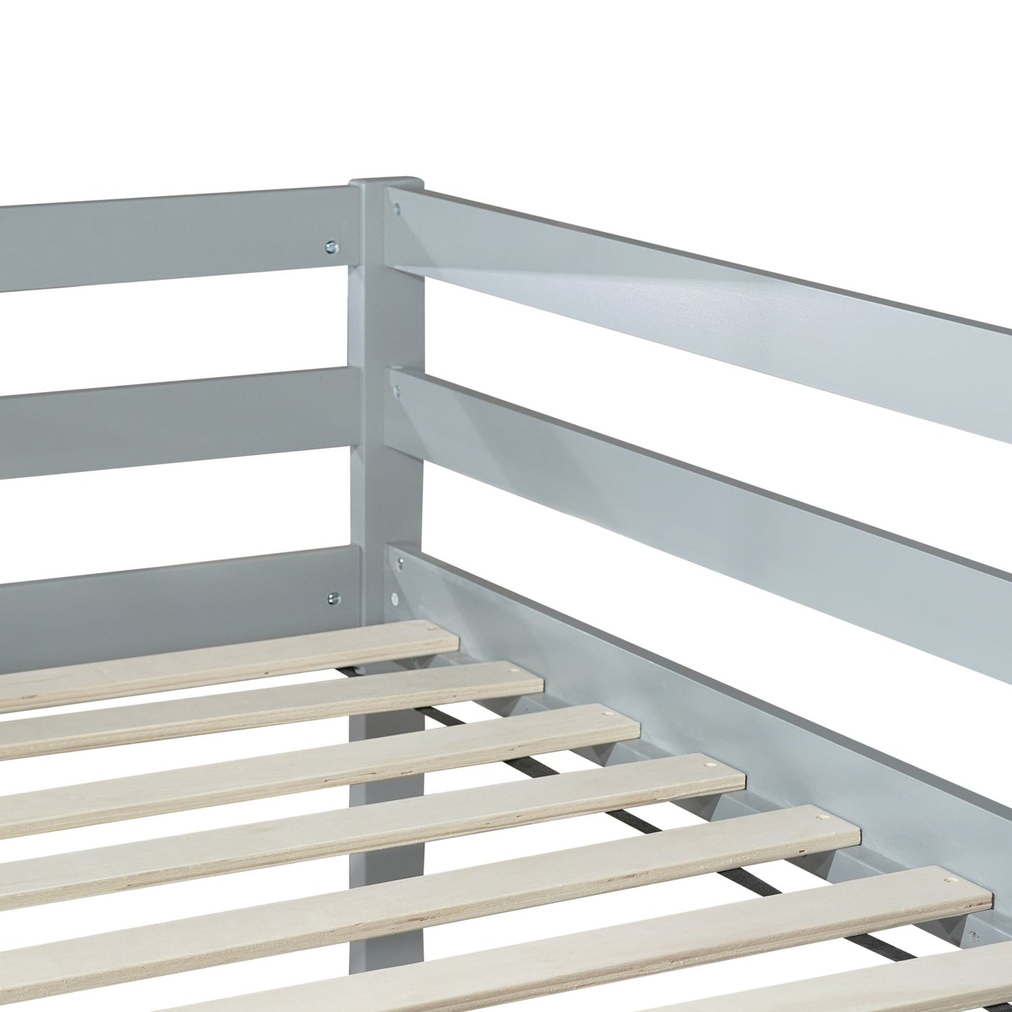 Solid Wooden, Rubber Wooden Twin Loft Bed with Ladder, Bed Platform of Strengthened Slats , Grey - 1st Choice Furniture Direct