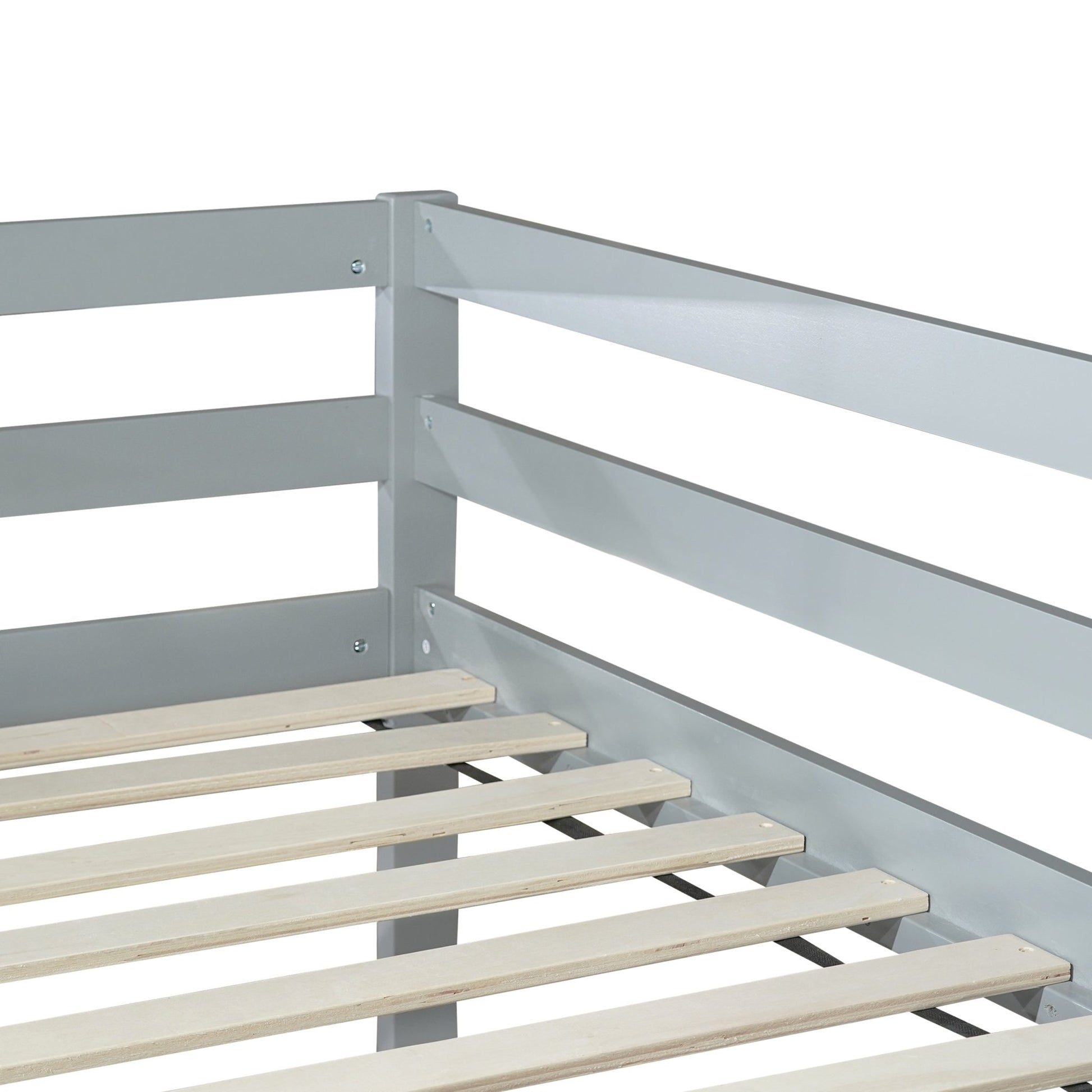 Solid Wooden, Rubber Wooden Twin Loft Bed with Ladder, Bed Platform of Strengthened Slats , Grey - 1st Choice Furniture Direct