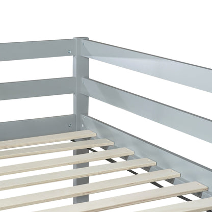 Solid Wooden, Rubber Wooden Twin Loft Bed with Ladder, Bed Platform of Strengthened Slats , Grey - 1st Choice Furniture Direct