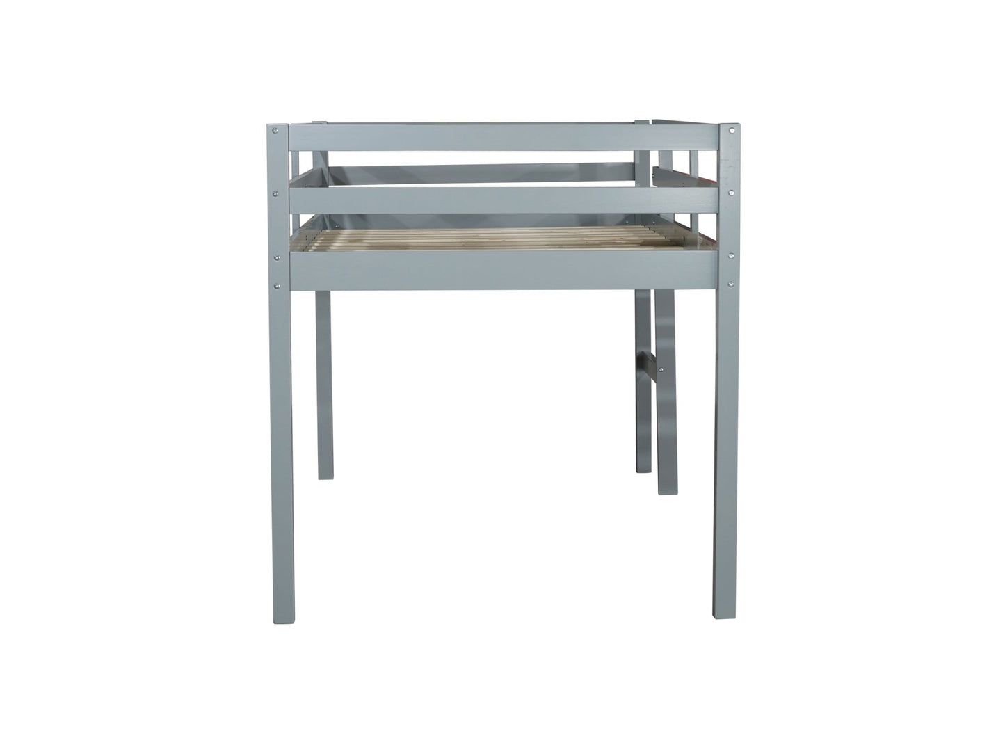 Solid Wooden, Rubber Wooden Twin Loft Bed with Ladder, Bed Platform of Strengthened Slats , Grey - 1st Choice Furniture Direct
