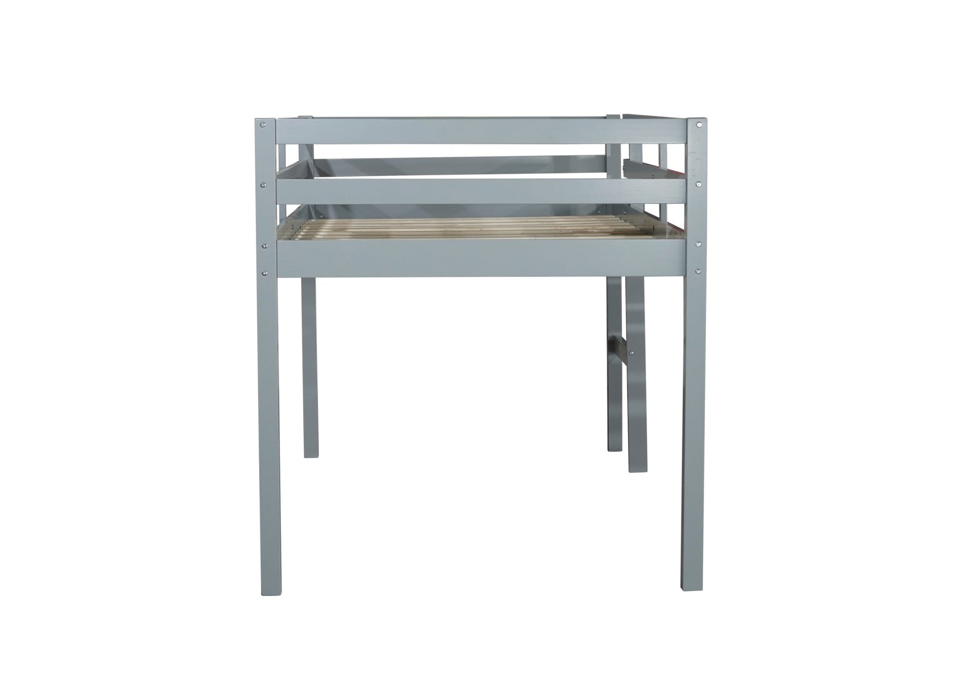 Solid Wooden, Rubber Wooden Twin Loft Bed with Ladder, Bed Platform of Strengthened Slats , Grey - 1st Choice Furniture Direct