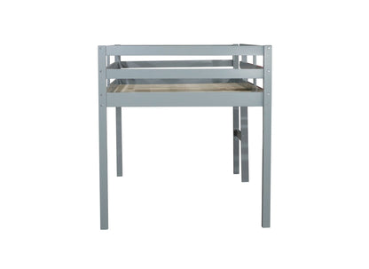 Solid Wooden, Rubber Wooden Twin Loft Bed with Ladder, Bed Platform of Strengthened Slats , Grey - 1st Choice Furniture Direct
