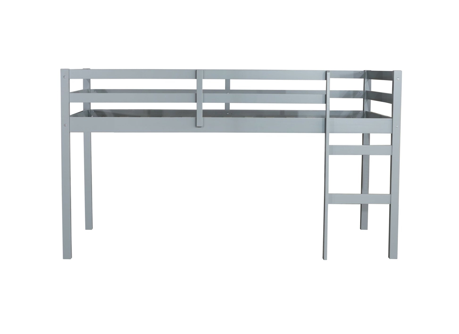 Solid Wooden, Rubber Wooden Twin Loft Bed with Ladder, Bed Platform of Strengthened Slats , Grey - 1st Choice Furniture Direct