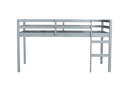 Solid Wooden, Rubber Wooden Twin Loft Bed with Ladder, Bed Platform of Strengthened Slats , Grey - 1st Choice Furniture Direct