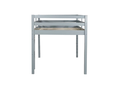 Solid Wooden, Rubber Wooden Twin Loft Bed with Ladder, Bed Platform of Strengthened Slats , Grey - 1st Choice Furniture Direct