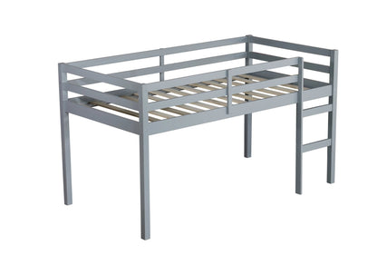 Solid Wooden, Rubber Wooden Twin Loft Bed with Ladder, Bed Platform of Strengthened Slats , Grey - 1st Choice Furniture Direct