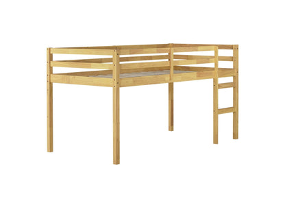 Solid Wooden, Rubber Wooden Twin Loft Bed with Ladder, Bed Platform of Strengthened Slats, Natural - 1st Choice Furniture Direct