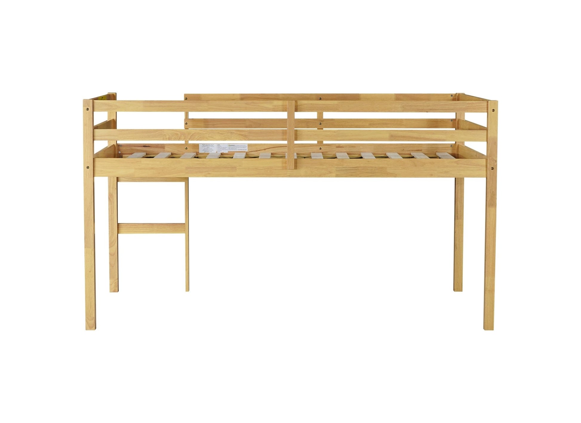 Solid Wooden, Rubber Wooden Twin Loft Bed with Ladder, Bed Platform of Strengthened Slats, Natural - 1st Choice Furniture Direct