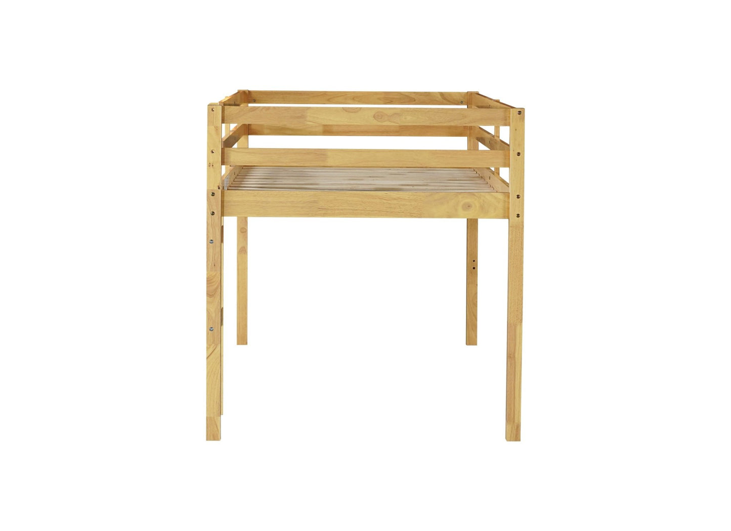 Solid Wooden, Rubber Wooden Twin Loft Bed with Ladder, Bed Platform of Strengthened Slats, Natural - 1st Choice Furniture Direct