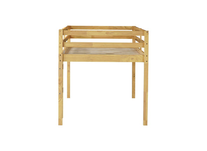 Solid Wooden, Rubber Wooden Twin Loft Bed with Ladder, Bed Platform of Strengthened Slats, Natural - 1st Choice Furniture Direct