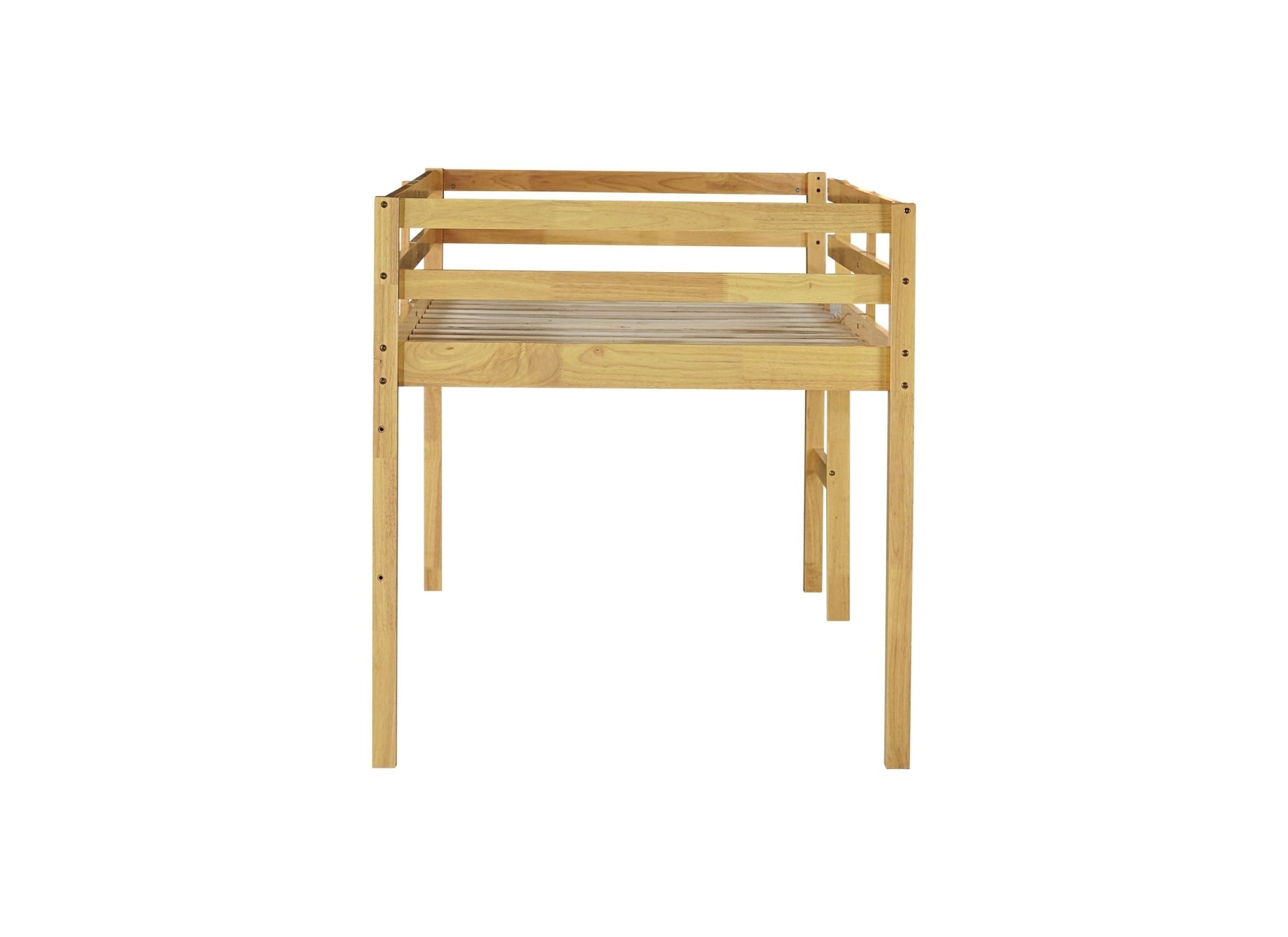Solid Wooden, Rubber Wooden Twin Loft Bed with Ladder, Bed Platform of Strengthened Slats, Natural - 1st Choice Furniture Direct