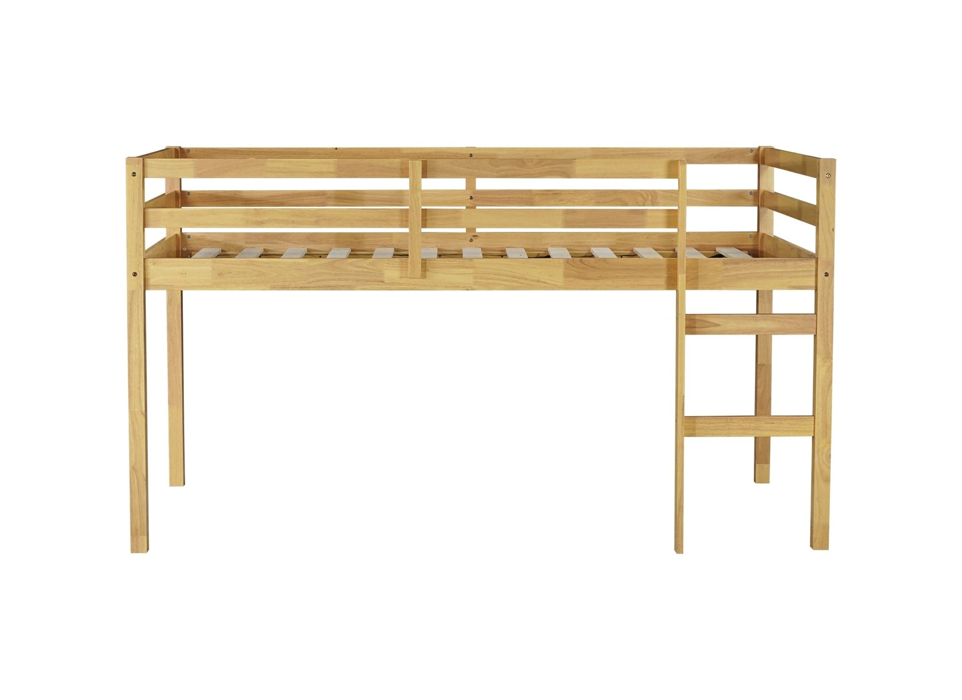 Solid Wooden, Rubber Wooden Twin Loft Bed with Ladder, Bed Platform of Strengthened Slats, Natural - 1st Choice Furniture Direct