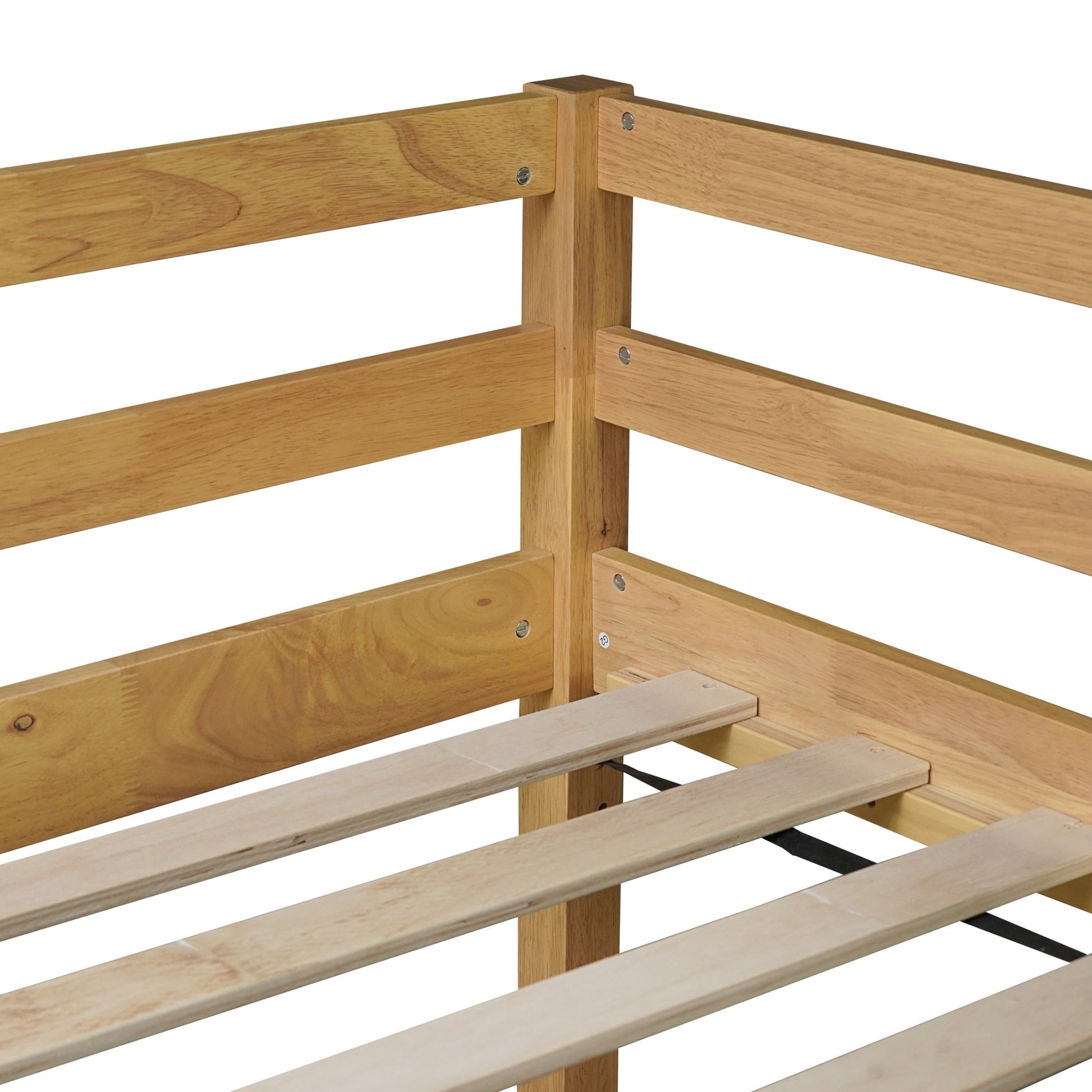 Solid Wooden, Rubber Wooden Twin Loft Bed with Ladder, Bed Platform of Strengthened Slats, Natural - 1st Choice Furniture Direct
