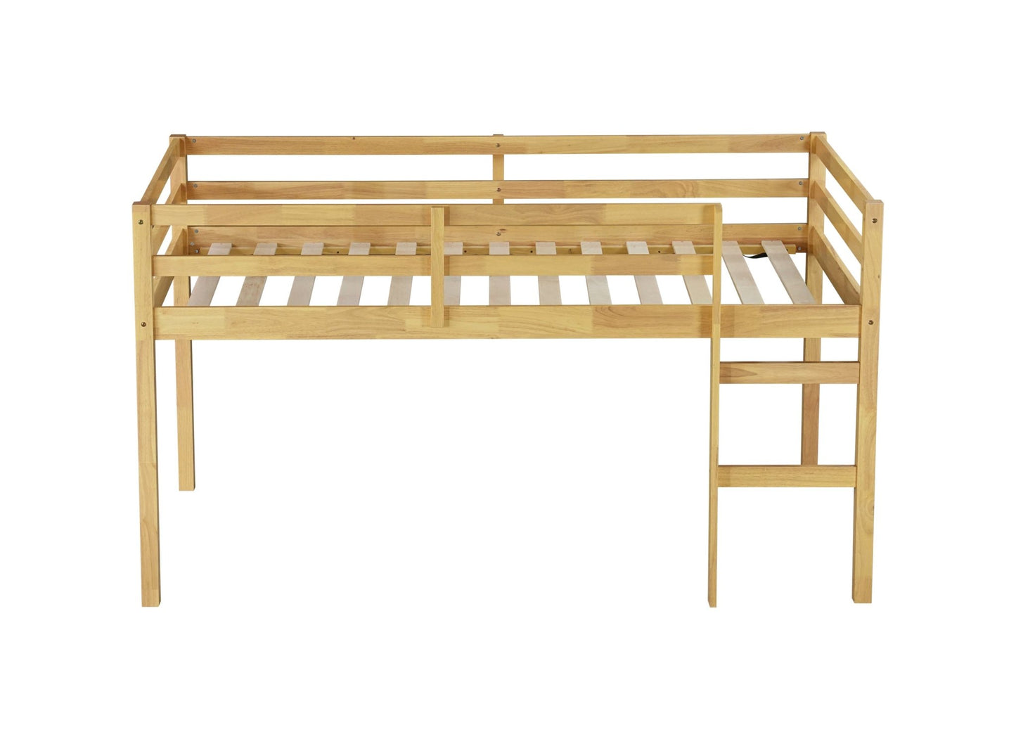 Solid Wooden, Rubber Wooden Twin Loft Bed with Ladder, Bed Platform of Strengthened Slats, Natural - 1st Choice Furniture Direct