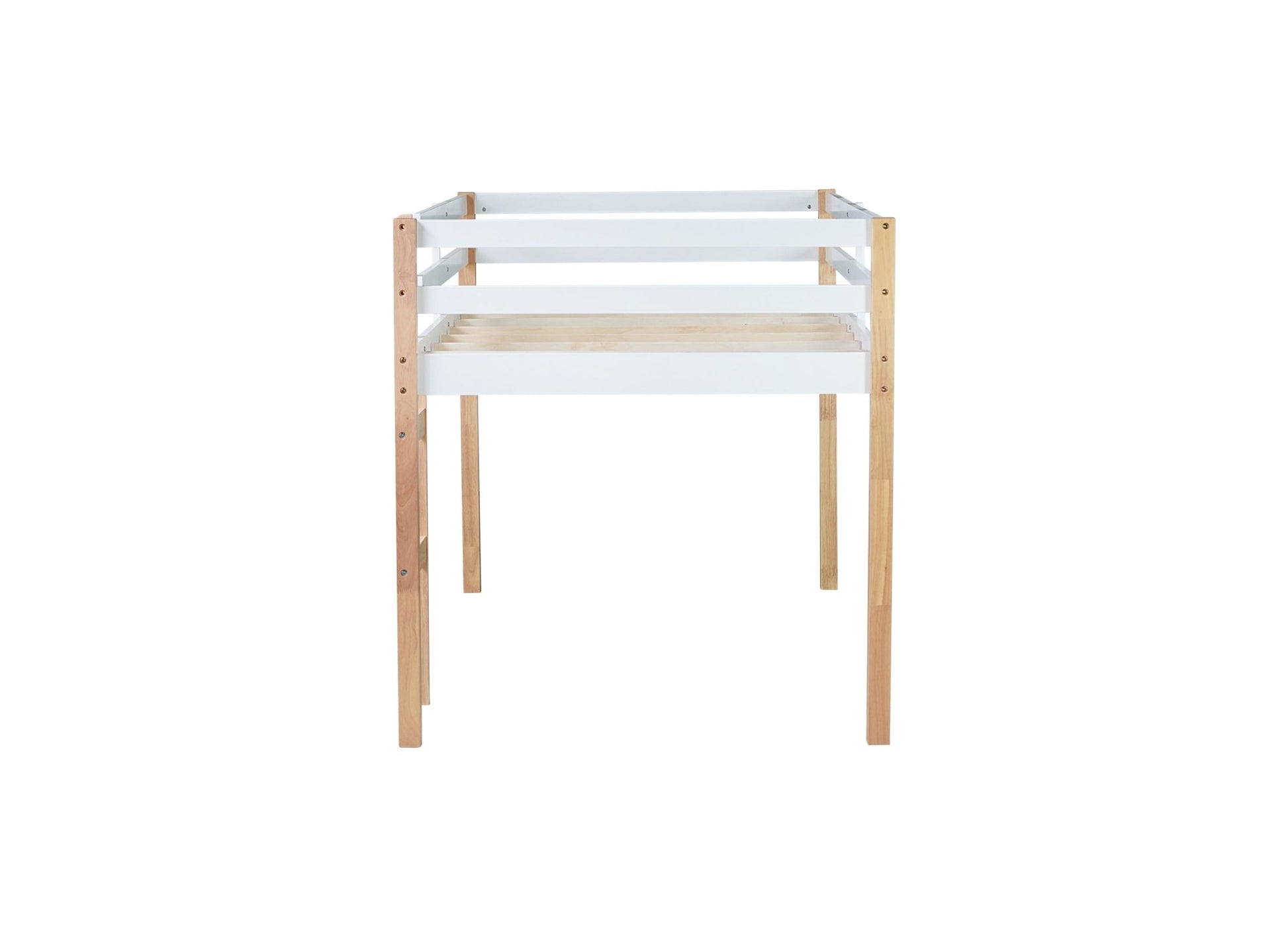 Solid Wooden, Rubber Wooden Twin Loft Bed with Ladder, Bed Platform of Strengthened Slats,Natural-white - 1st Choice Furniture Direct