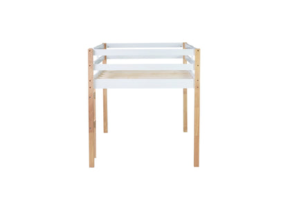Solid Wooden, Rubber Wooden Twin Loft Bed with Ladder, Bed Platform of Strengthened Slats,Natural-white - 1st Choice Furniture Direct