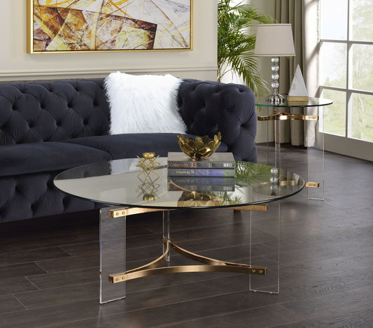 Sosi Gold Finish Coffee Table - 1st Choice Furniture Direct