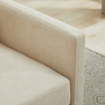 Square Upholstered Swivel Accent Chair with 360 Degree Rotation in Beige Chenille, 30.7'W - 1st Choice Furniture Direct