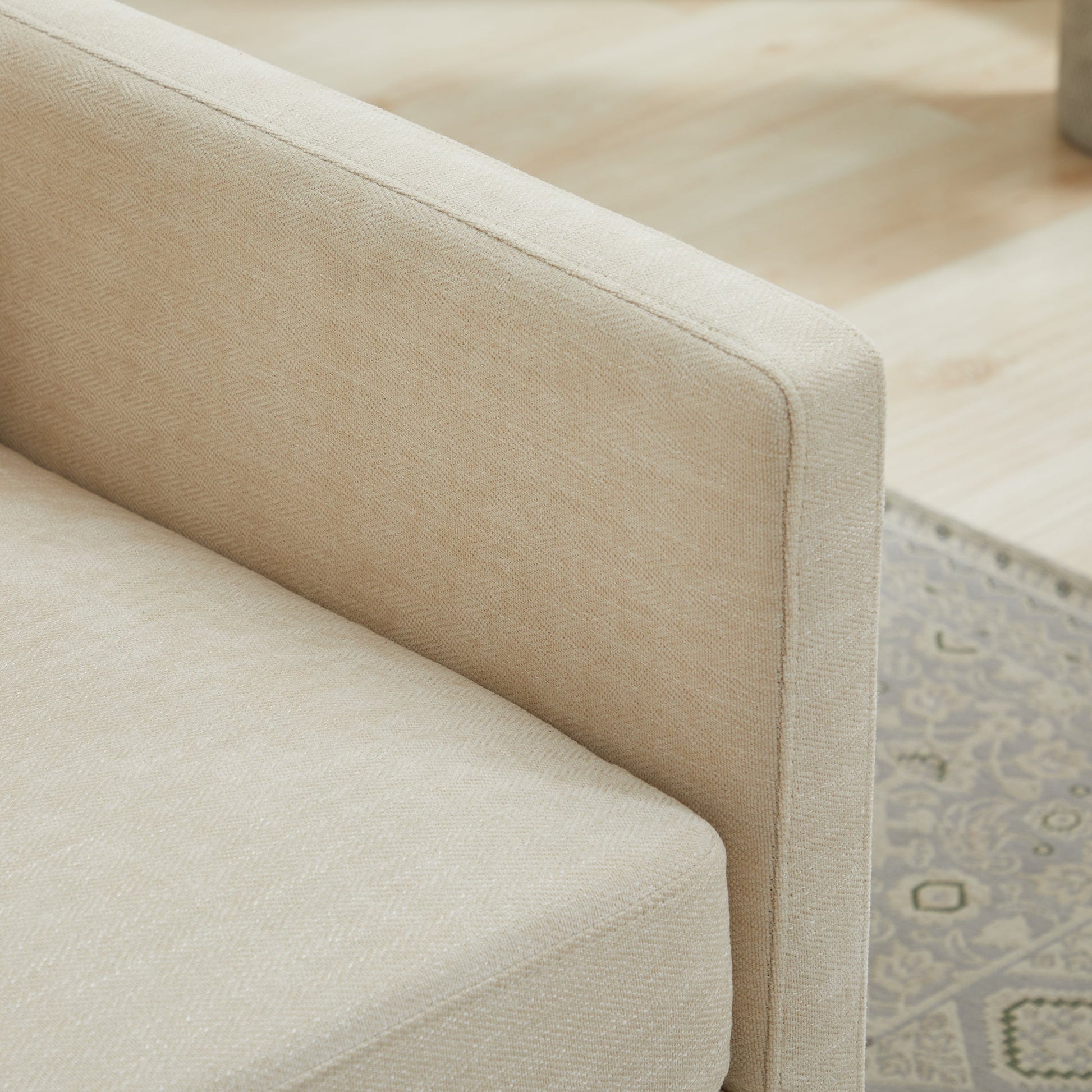 Square Upholstered Swivel Accent Chair with 360 Degree Rotation in Beige Chenille, 30.7'W - 1st Choice Furniture Direct