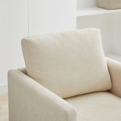 Square Upholstered Swivel Accent Chair with 360 Degree Rotation in Beige Chenille, 30.7'W - 1st Choice Furniture Direct