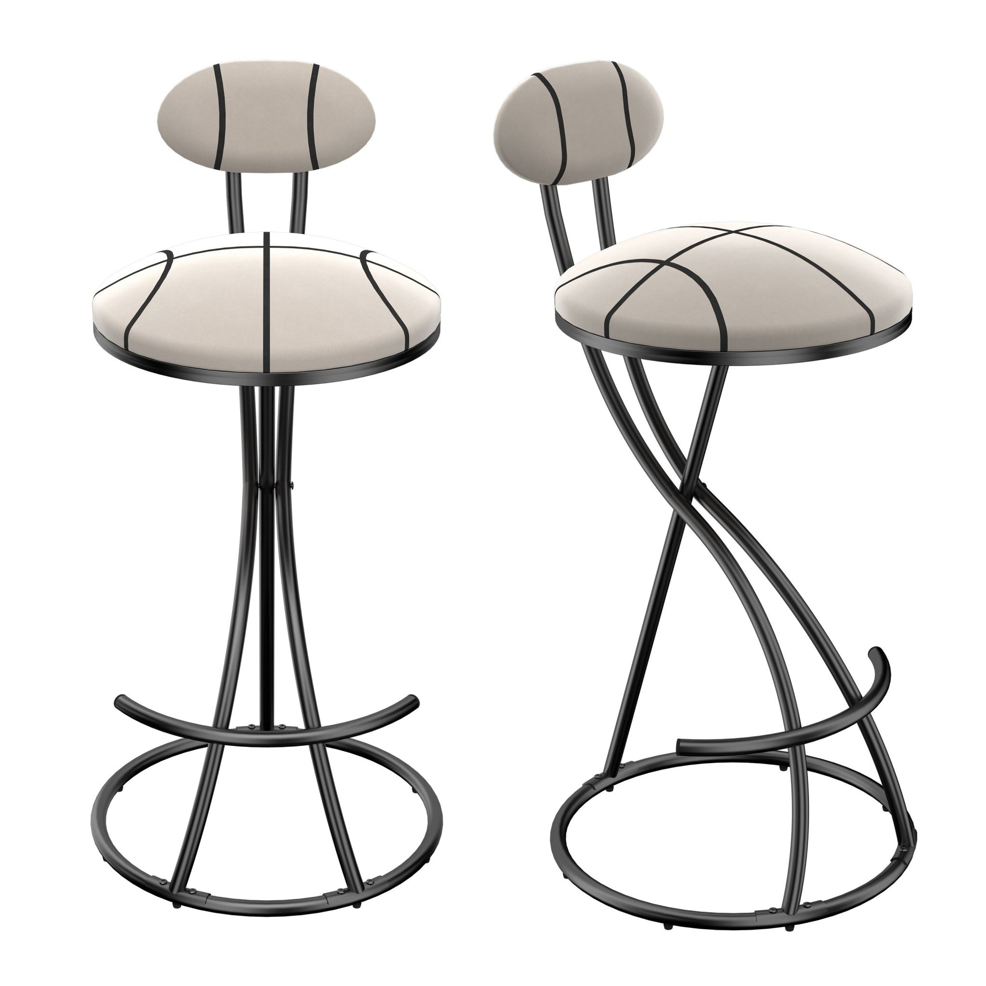 Striped Velvet Bar Stools Set of 2 | Modern Counter Height Chairs with Black Metal Frame - 1st Choice Furniture Direct