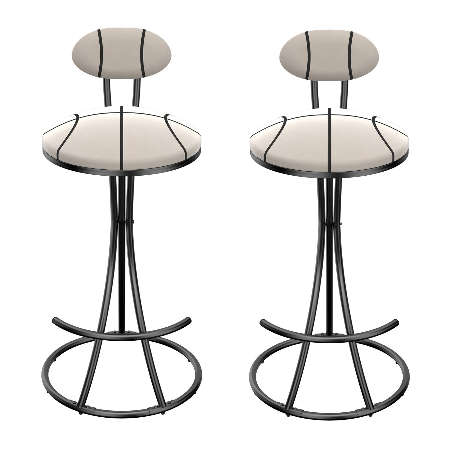 Striped Velvet Bar Stools Set of 2 | Modern Counter Height Chairs with Black Metal Frame - 1st Choice Furniture Direct