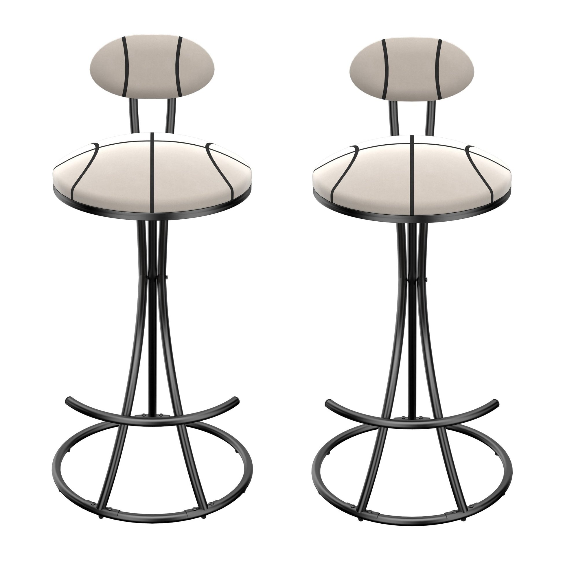 Striped Velvet Bar Stools Set of 2 | Modern Counter Height Chairs with Black Metal Frame - 1st Choice Furniture Direct
