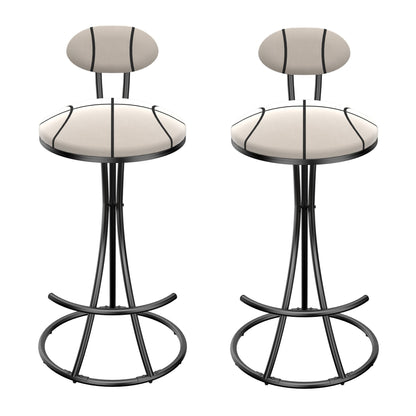 Striped Velvet Bar Stools Set of 2 | Modern Counter Height Chairs with Black Metal Frame - 1st Choice Furniture Direct