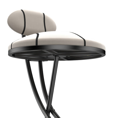 Striped Velvet Bar Stools Set of 2 | Modern Counter Height Chairs with Black Metal Frame - 1st Choice Furniture Direct