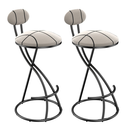 Striped Velvet Bar Stools Set of 2 | Modern Counter Height Chairs with Black Metal Frame - 1st Choice Furniture Direct