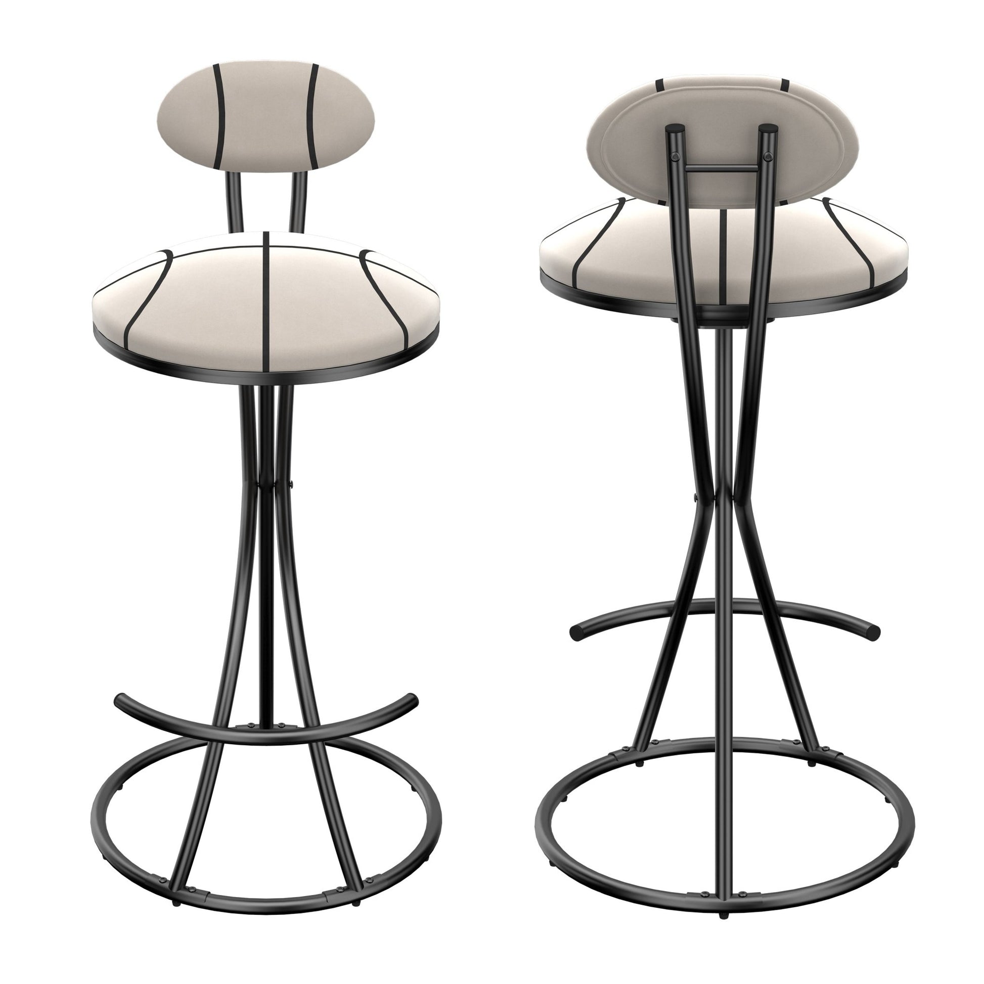 Striped Velvet Bar Stools Set of 2 | Modern Counter Height Chairs with Black Metal Frame - 1st Choice Furniture Direct