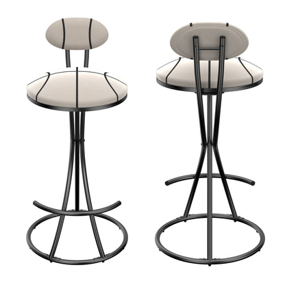 Striped Velvet Bar Stools Set of 2 | Modern Counter Height Chairs with Black Metal Frame - 1st Choice Furniture Direct