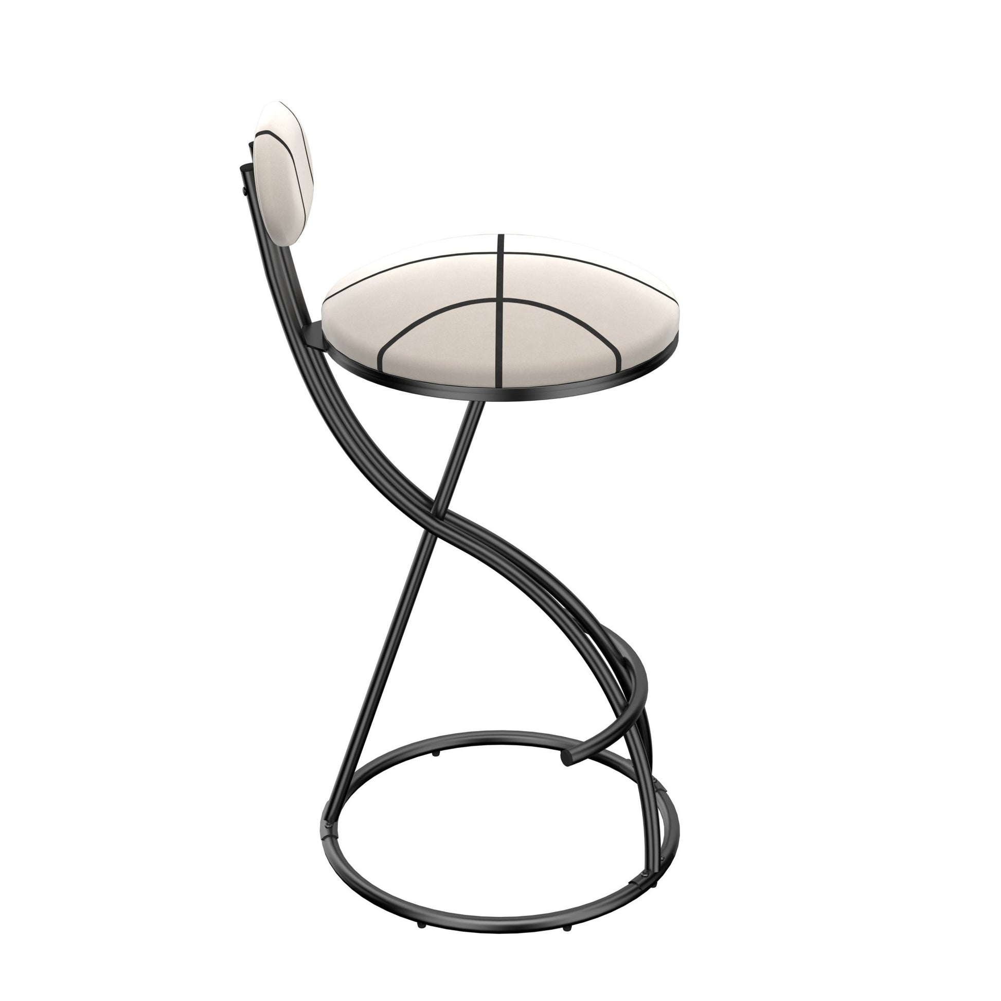 Striped Velvet Bar Stools Set of 2 | Modern Counter Height Chairs with Black Metal Frame - 1st Choice Furniture Direct