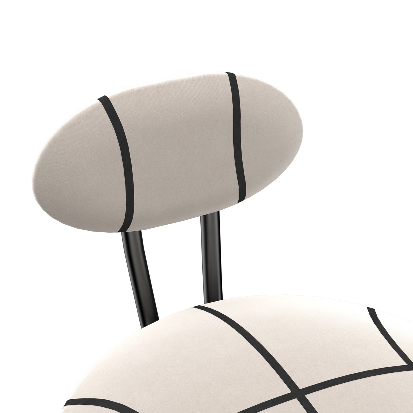 Striped Velvet Bar Stools Set of 2 | Modern Counter Height Chairs with Black Metal Frame - 1st Choice Furniture Direct