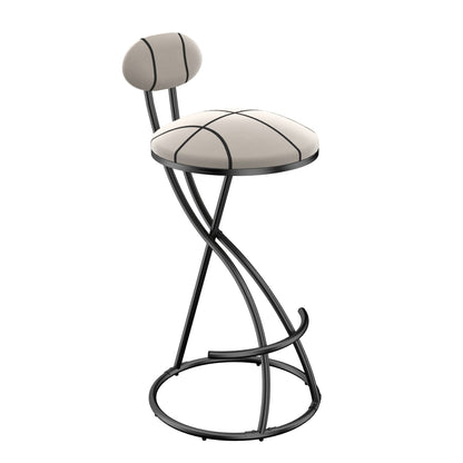 Striped Velvet Bar Stools Set of 2 | Modern Counter Height Chairs with Black Metal Frame - 1st Choice Furniture Direct