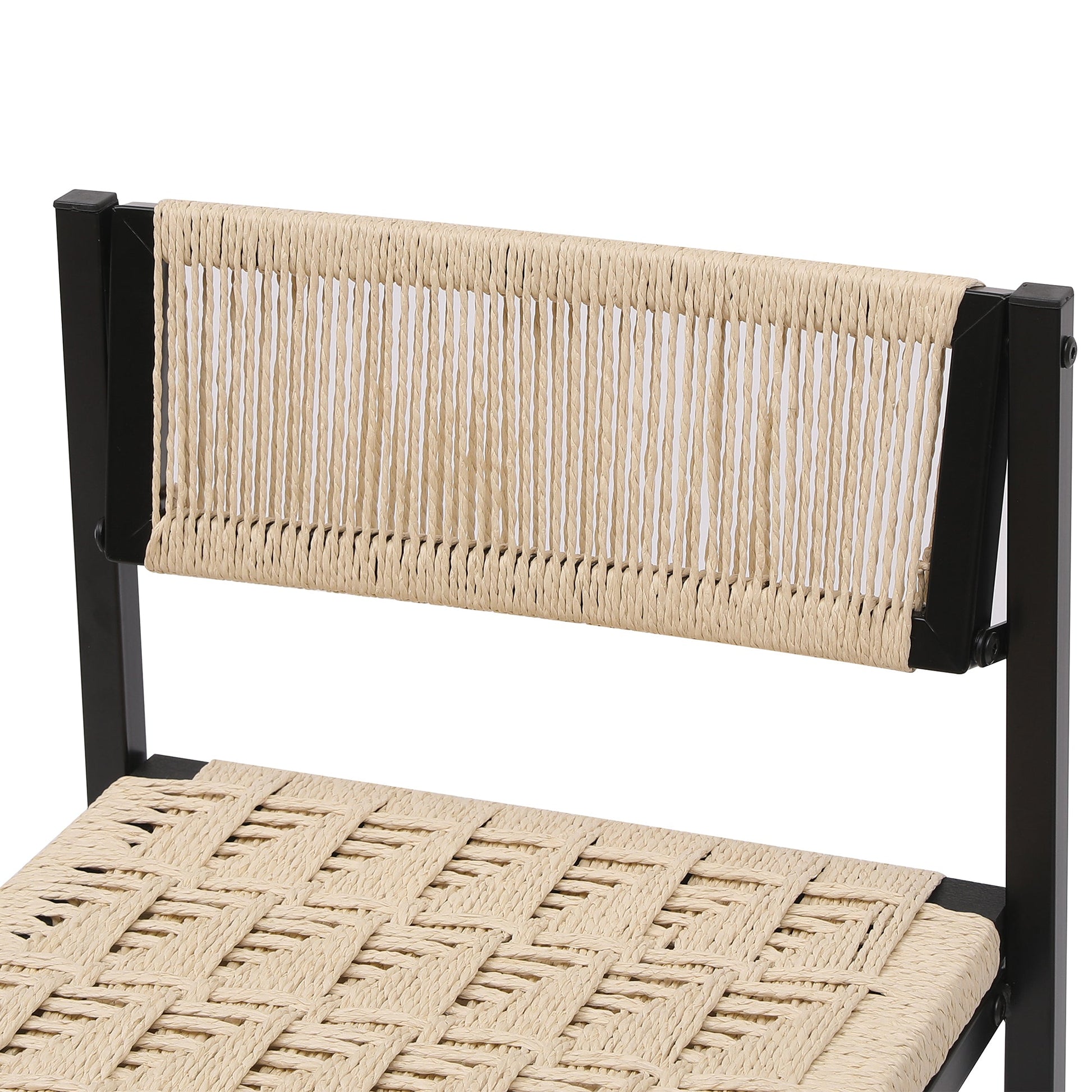 Style B Black & Creamy White Woven Bar Stools with Backrest, Paper Rope Weave Dining Chairs for Kitchen Island - 1st Choice Furniture Direct