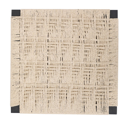 Style B Black & Creamy White Woven Bar Stools with Backrest, Paper Rope Weave Dining Chairs for Kitchen Island - 1st Choice Furniture Direct