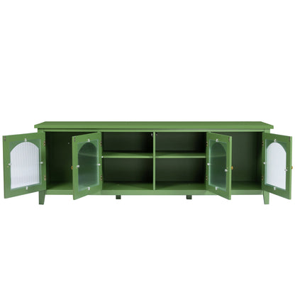 Stylish Antique Green TV Cabinet with Solid Wood Frame and Changhong Glass Door, 71-inch - 1st Choice Furniture Direct
