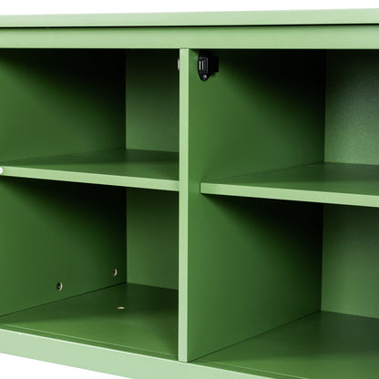 Stylish Antique Green TV Cabinet with Solid Wood Frame and Changhong Glass Door, 71-inch - 1st Choice Furniture Direct