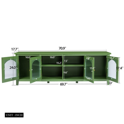 Stylish Antique Green TV Cabinet with Solid Wood Frame and Changhong Glass Door, 71-inch - 1st Choice Furniture Direct