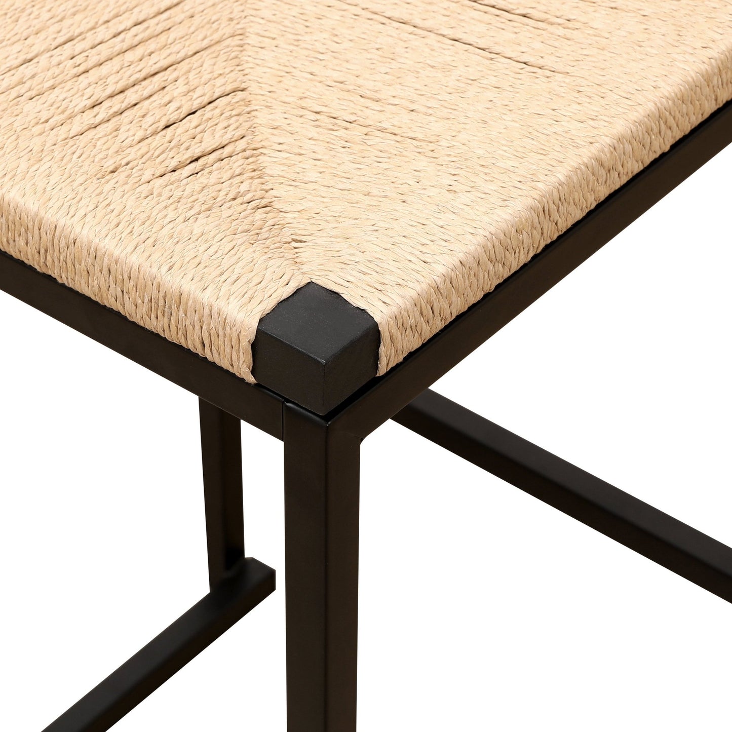 Stylish Set of 2 Bar Stools with Backrest and Paper Rope Woven Seat, Counter Height Dining Chairs for Kitchen, Natural Metal Frame - 1st Choice Furniture Direct