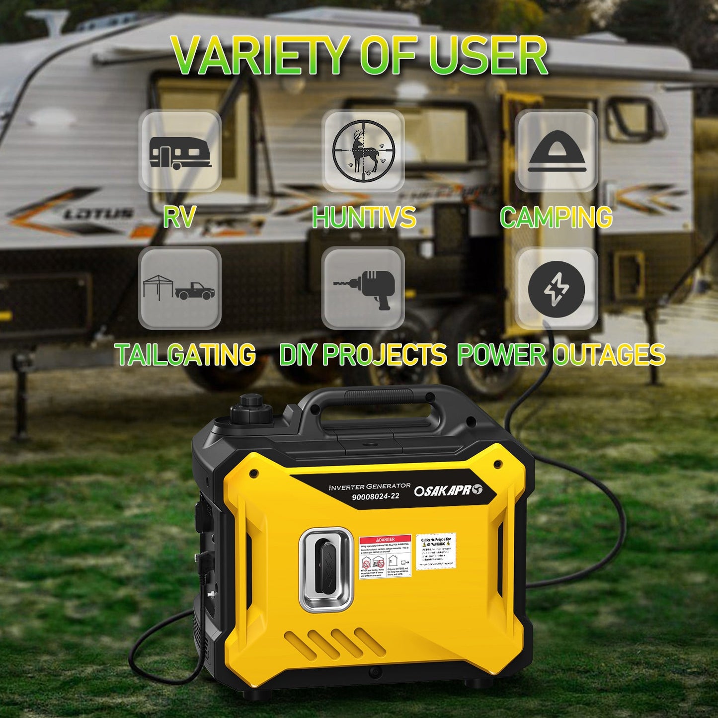 Super quiet Inverter Generator 2000w portable generator, 79.7cc ultra light EPA compliant - 1st Choice Furniture Direct