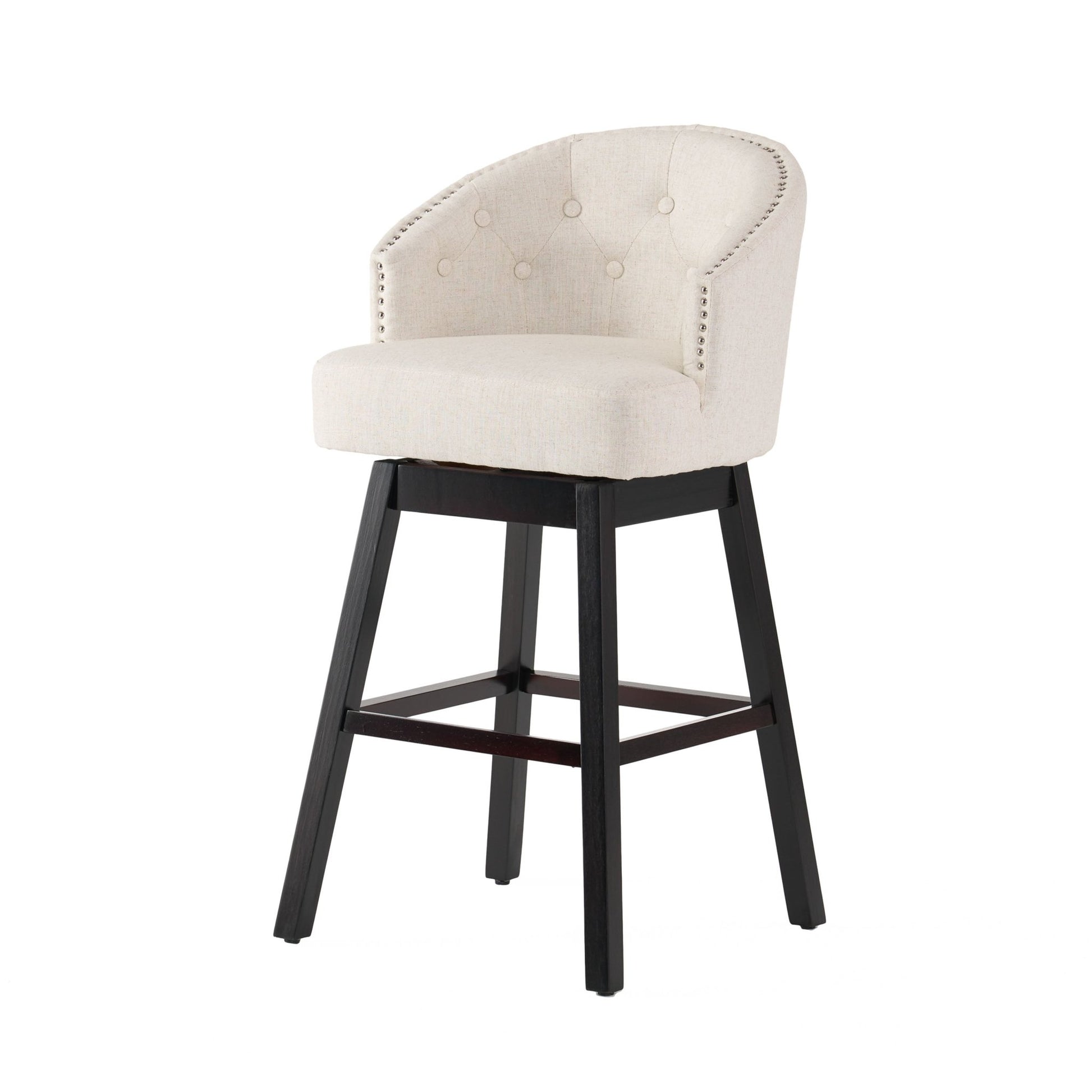Swivel Bar Stools Set – Beige Tufted Kitchen Island Chairs - 1st Choice Furniture Direct