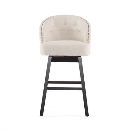 Swivel Bar Stools Set – Beige Tufted Kitchen Island Chairs - 1st Choice Furniture Direct